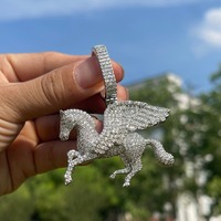Pendentif Cheval Pégase Ailé en Diamant de Luxe Très Demandé, en Argent Sterling 925, pour Usage Mode, Disponible au Prix d'Usine