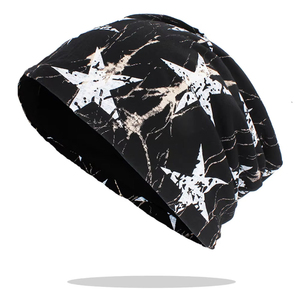 Unisex Slouchy Star Print Beanie <b>Hat</b> Soft Cotton Stretch Skullcap Streetwear Hip Hop Casual Headwear Wholesale OEM Multi-Color - Product Image 4
