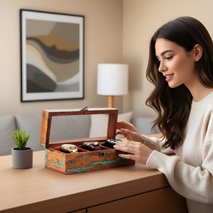 Wooden Watch Box for Men Timepiece Storage & Organizer Watch <b>Display</b> <b>Case</b> 6-Slot Jewelry Box for Women - Product Image 2