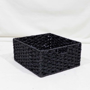 New Item <b>Black</b> Seagrass Woven Storage Basket Square <b>Shelf</b> Organizer Bin with Integrated Handles - Product Image 6