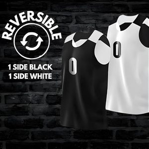 Maillot de basket-ball unisexe sans manches en polyester, col en V, respirant, séchage rapide, sublimation personnalisée, nom de l'équipe, numéros d'équipe 0-9, noir - Product Image 6