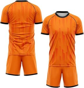 Ensemble de maillot de football orange personnalisé pour hommes, manches courtes, sublimation du nom de l'équipe, tissu polyester respirant, ensemble uniforme pour adultes, toutes saisons - Product Image 2