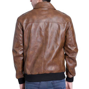 Veste en cuir de vachette de haute qualité pour homme, collection hiver 2026, personnalisable, avec taille élastique, manches longues et fermeture éclair - Product Image 4