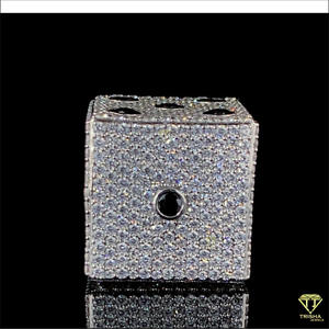 Premium Iced Out Dice Pendant Necklace with VVS Lab Grown Lab grown GIA Certified Rhodium Plated in 925 <b>Silver</b> Jewelry - Product Image 5
