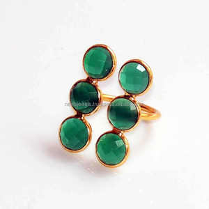 Gold Plated 925 Sterling Silver Green Onyx 8x8mm Bezel Setting Handmade <b>Ring</b> Women Trendy Gift Party Christian High Quality Fine - Product Image 4