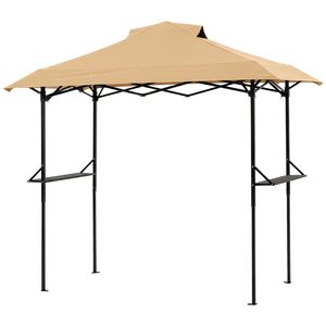 Gazebo de poliéster caqui de 5x8 pies con rejilla de ventilación, estructura de toldo plegable con recubrimiento de polvo negro y bandejas de malla doble para transporte de villas - Product Image 2