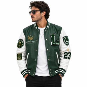 High Quality Custom Varsity <b>Jacket</b> for School Team and Streetwear with Chenille <b>Letter</b> Patch PU Leather Sleeves Custom Logo OEM - Product Image 1