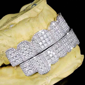 925 Silver Gold Plated Luxury Round Brilliant Cut Moissanite <b>Teeth</b> Grillz-Strong & Stylish Unisex Dental Grills - Product Image 3