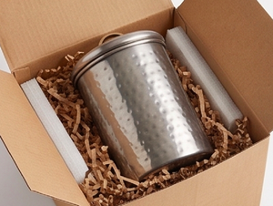 Hammered Metal Food Container With <b>Lid</b> Round Industrial Design Handcrafted Storage <b>Bin</b> For Kitchen Use And Home Use - Product Image 6