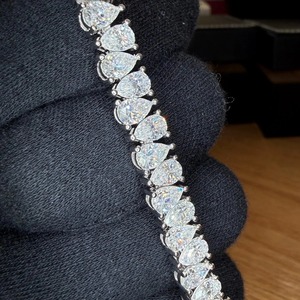 Bracelet tennis en argent 925 plaqué or avec moissanite, forme poire, serti griffe, style hip-hop, 15g, unisexe, cadeau de mariage - Product Image 5