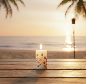 Realza la Belleza de tu Hogar con esta Elegante Vela Decorativa de Parafina con Diseño Floral Navideño (3x3 Pulgadas), Ecológica y Hecha a Mano - Product Image 3