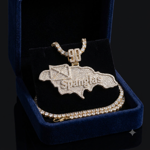 Collier Pendentif Personnalisé Unique en Argent Sterling 925 Plaqué Or avec Moissanite et Diamant, Forme Carte, Lettre ou Numéro, Style Hiphop pour Homme, Idéal Soirées - Product Image 5