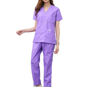 Conjunto de Uniforme Médico SPARKWELL INDUSTRY para Mujer, Color Morado, Cuello en V, Manga Corta, Pantalones Rectos, Algodón y Poliéster, Uniforme Hospitalario - Product Image 5