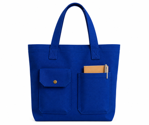 Sac fourre-tout en toile bleue avec poches avant pour le shopping et l'usage quotidien - Product Image 1