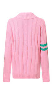 เสื้อคาร์ดิแกนคอวีสีชมพู แขนยาว ผ้าถักอะคริลิคสีพื้น ปักโลโก้ สำหรับฤดูใบไม้ร่วงและฤดูหนาว เสื้อสเวตเตอร์สำหรับกลุ่มเพื่อนร่วมงาน ใส่ได้ทั้งชายและหญิง - Product Image 2