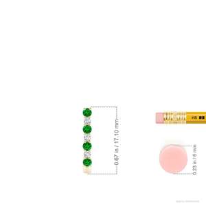 Pendientes Huggie de Esmeralda y Diamantes de Corte Redondo, Joyería Fina para Uso Diario, Oro Amarillo Sólido de 14kt, Joyería de Piedra de Nacimiento de Mayo - Product Image 4