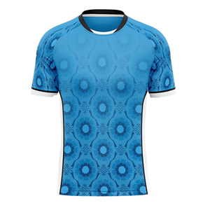 Camiseta de Fútbol para Hombre, Manga Corta, Cuello Redondo, Patrón Geométrico Sublimado, Poliéster que Absorbe la Humedad, Ajuste Ceñido, para Todas las Temporadas - Product Image 1