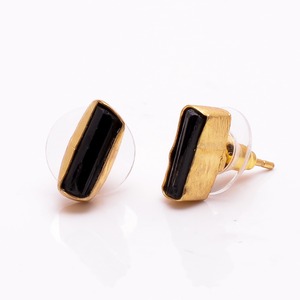 18K Gold Plated <b>Stud</b> <b>Earrings</b> with Raw Ruby Bezel Setting Classic Women's Fashion Jewelry wholesaler daily wear - Product Image 3