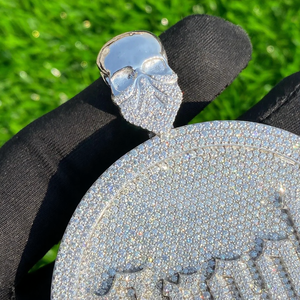 Pendentif personnalisé en argent 925 pour homme, style hip-hop, plaqué rhodium, avec nom circulaire et logo serti de diamants, cadeau d'anniversaire - Product Image 5