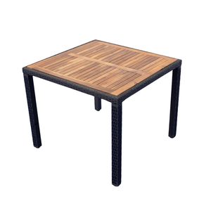 Set da Pranzo da Esterno EELIFEE in 5 Pezzi, con Tavolo in Legno di Acacia e Cuscini Color Crema, Set di Mobili da Giardino - Product Image 4