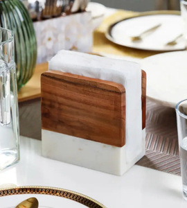 Porta Servilletas de Madera de Acacia y Mármol Personalizable de Proveedor Indio a un Precio Excepcional para Compradores al por Mayor - Product Image 1