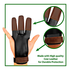 Gants de tir à l'arc à trois doigts, gants professionnels pour tir à l'arc, accessoires de chasse à l'arc, équipement de protection des doigts, recurve - Product Image 4