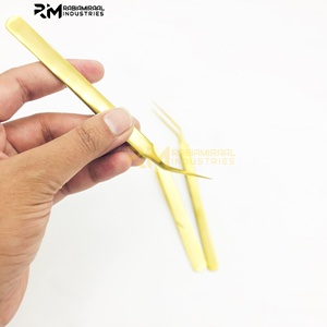 Pince à épiler pour extensions de cils RMI couleur or 24 carats, nouveau style, avec pointe en fibre personnalisée - Product Image 4