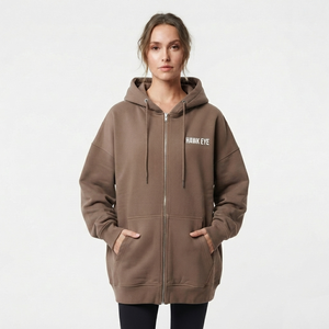 Sweat-shirt à capuche zippé pour femme avec logo personnalisé, coupe oversize à épaules tombantes, 100 % coton, style décontracté, vente en gros, fabricant - Product Image 5