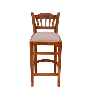 Tabouret de bar en teck massif avec siège rembourré, design moderne pour café, restaurant et usage domestique - Product Image 1