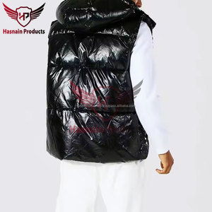 2023 <b>Men's</b> Lightweight Black Sleeveless Puffer <b>Vest</b> Soft Casual Outerwear for Cold Weather Warm Knitted Fabric Winter Jacket - Product Image 5