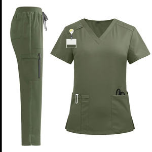 Uniformes Médicos de Mezclilla Unisex de Último Diseño, Conjuntos de Uniformes de Enfermería con Material de Poliéster/Algodón - Product Image 1