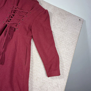 Manteau Tendance Bordeaux pour Adolescente/Femme XXL, Style Gothique Sorcière, Coupe Trapèze, Corset Zippé, Design Élégant à Ourlet Asymétrique 2026 - Product Image 3