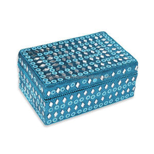 Boîte à Bijoux Ethnique Bleue Élégante avec Perles pour Décoration Intérieure, Cadeau de Mariage, Rangement de Bagues et Colliers - Product Image 6