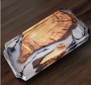 Handcrafted Epoxy Resin and <b>Wood</b> Serving Tray with Elegant Finish for Stylish Hosting Serving Tray from India - Product Image 1