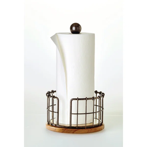 Rustic Matte Black Chicken Wire Paper Towel <b>Holder</b> - Vintage Farmhouse <b>Kitchen</b> <b>Roll</b> Stand with Protective Cage - Product Image 2