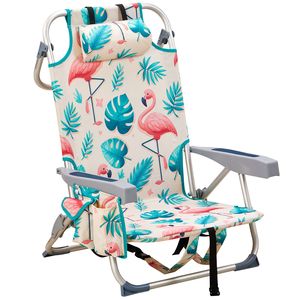Sedia da Spiaggia Flamingo 63*65*82cm in Tessuto Oxford Bianco Argento con Tubo in Alluminio, Capacità 100kg - Product Image 1