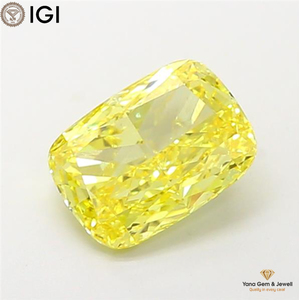 Diamant de laboratoire CVD de 3,00 carats, taille coussin, couleur jaune vif fantaisie, clarté VS1, certifié IGI, pour pendentif central - Product Image 1