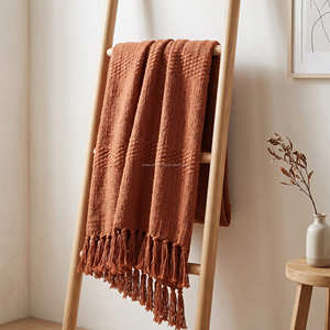 Sage Green Textured Cotton Handloom Woven Throw <b>Blanket</b> Minimalist Solid Color Sofa Drape For Modern Home Decor - Product Image 6