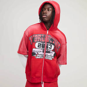 เสื้อฮู้ดซิปพรีเมียมคุณภาพสูงสำหรับผู้ชาย ผ้าคอตตอนผสมเนื้อหนา พิมพ์ลายสกรีน แขนสองชั้น ซิปแบบรูดขึ้น - Product Image 1