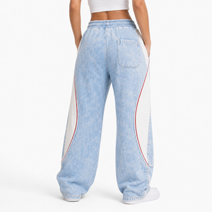 Women's Oversized Acid Wash Sweatpants Drawstring Waist Vintage <b>Fleece</b> <b>Joggers</b> Casual Fitness Lounge Pants with Pockets - Product Image 5