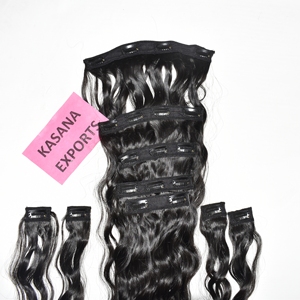 Extensions de cheveux naturels indiens Remy de qualité supérieure, double trame, à clipser et à tisser, 100g, vente en gros pour salons, en vrac, en ligne - Product Image 1