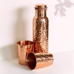 Pure Copper Water <b>Bottle</b> Handmade Leak Proof Ayurvedic Drinking <b>Bottle</b> For Home Office Travel Daily Hydration - Product Image 1
