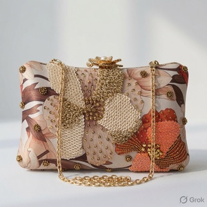 AZIZA FASHION DREAM กระเป๋าคลัทช์ประดับลูกปัดลายดอกไม้พร้อมสายโซ่ กระเป๋าใส่ของสำหรับงานปาร์ตี้ตอนเย็นทำด้วยมือ ความจุสูงสุด 1 ลิตร - Product Image 3