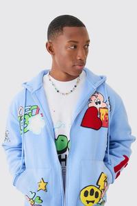 Sweat à capuche OEM bleu personnalisé 3D avec logo, respirant, coupe oversize, en molleton 100 % coton épais, teint uni, pour l'hiver - Product Image 3