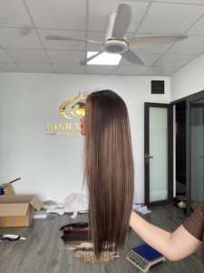 Peluca frontal de encaje 100% Remy brasileña de color marrón claro, densidad 130-150, pre-arrancada, lisa, para encaje de tamaño pequeño, ¡la más vendida! - Product Image 4