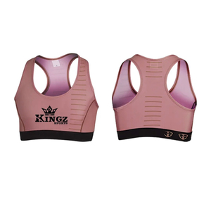 Soutien-gorge de sport pour femme à maintien élevé, le plus vendu, avec logo personnalisé sur le devant, en polyester/nylon teint uni, dernier design - Product Image 4