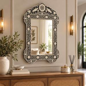 Cadre de miroir décoratif en os incrusté, design géométrique moderne, fait main, écologique, léger, couleur personnalisée, pour la décoration intérieure - Product Image 4