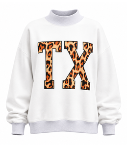 เสื้อสเวตเชิ้ตคอเต่าผ้าฟลีซสำหรับผู้หญิง TX ปักลายตามสั่ง แขนยาว ผ้าผสมโพลีเอสเตอร์และคอตตอน ทรงหลวม สวมใส่สบาย - Product Image 1