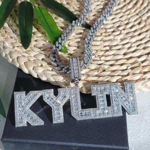 Luxury Moissanite Diamond " KYLIN " Letter Pendant With Cuban <b>Chain</b> Full <b>Iced</b> <b>Out</b> Hip Hop Necklace Jewelry - Product Image 1