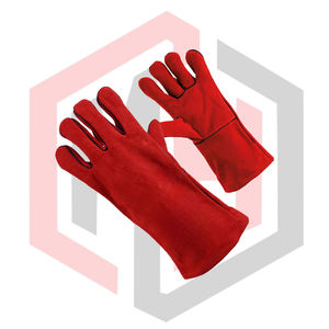 Gants de soudure en cuir rouge de haute qualité 11 oz, résistants au feu, anti-coupure, anti-chaleur, respirants, personnalisables, pour électriciens - Product Image 4